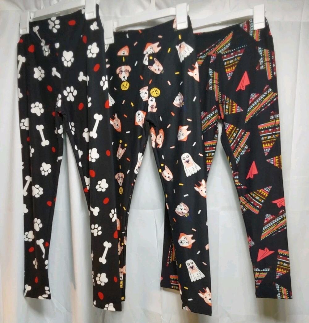 LuLaRoe Tween Multicolor High-Waist Ankle Leggings 3 Pack #K7